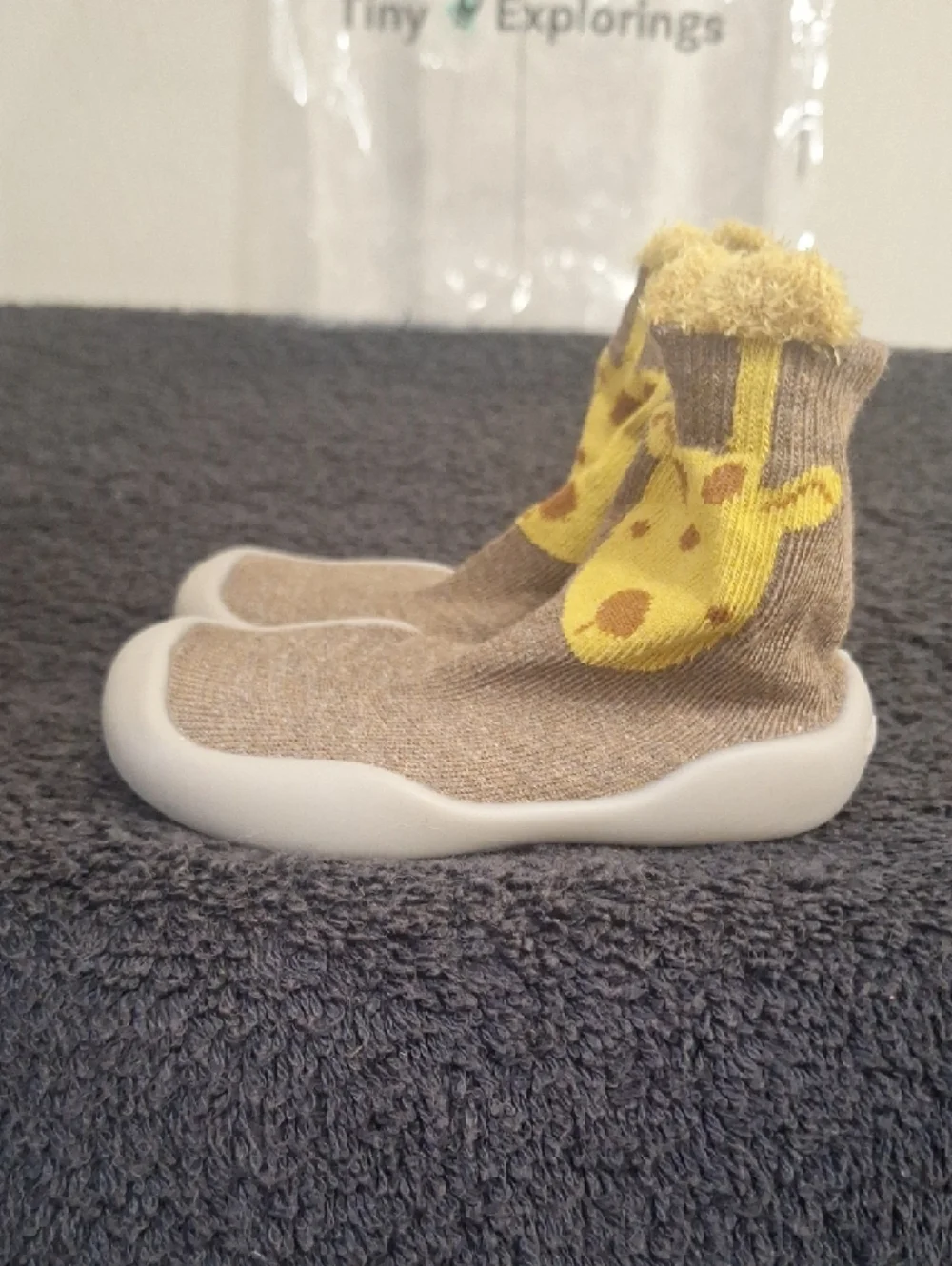 Tiny Explorings Giraffe Sock Shoes - Tan Brown - 20/21 (6-12 Months)